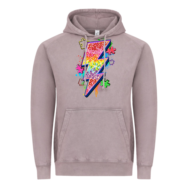 Lightning Bolt Autism Vintage Hoodie by Zillion Design Studio | Teevron