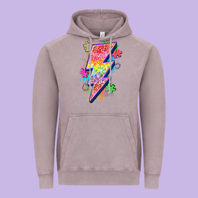 Lightning Bolt Autism Vintage Hoodie Designed By Zillion Design Studio