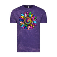 Cloud Purple tie dye sunflower Vintage Tee - texasbilliewilder
