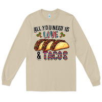 Mushroom All You Need Is Love And Tacos Long Sleeve Tee - CowhideDigitalArt