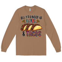 Toasted Coconut All You Need Is Love And Tacos Long Sleeve Tee - CowhideDigitalArt
