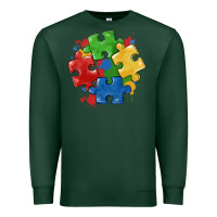 Sports Green autism puzzles Premium Sweatshirt - MaliasSmallBusiness