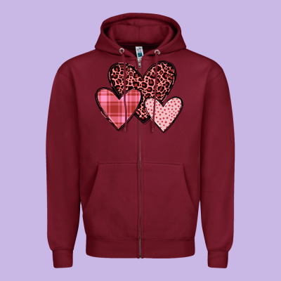Hearts Zipper Hoodie Designed By Jahusdesignshop