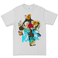 Dove Grey he is rısen with cross and butterfly Premium Tee - Artiststas