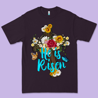 He Is Rısen With Cross And Butterfly Premium Tee Designed By Artiststas