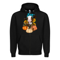 Black Cow Fall Pumpkin Zipper Hoodie - Artiststas