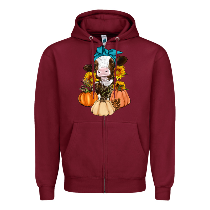 Cow Fall Pumpkin Zipper Hoodie by Artiststas | Teevron