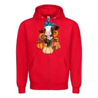 Red Cow Fall Pumpkin Zipper Hoodie - Artiststas