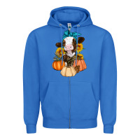 True Royal Cow Fall Pumpkin Zipper Hoodie - Artiststas