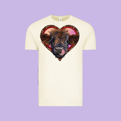 Leopard Heart Highland Calf Vintage Tee Designed By Ranaportraitstore