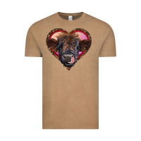 Vintage Coffee leopard heart highland calf Vintage Tee - RanaPortraitStore