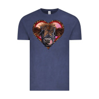 Vintage Denim leopard heart highland calf Vintage Tee - RanaPortraitStore