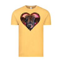 Vintage Mustard leopard heart highland calf Vintage Tee - RanaPortraitStore