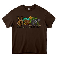 Chocolate Brown peace love sloth bear Heavy Core Tee - LillyAllenDesigns
