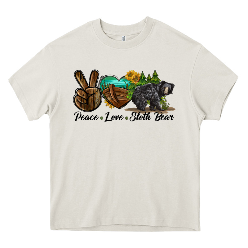 Peace Love Sloth Bear Heavy Core Tee by LillyAllenDesigns | Teevron