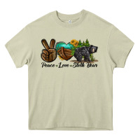 Mossy peace love sloth bear Heavy Core Tee - LillyAllenDesigns