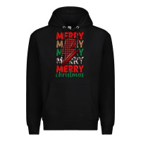Black merry christmas lightning bolt Premium Hoodie - MaliasSmallBusiness