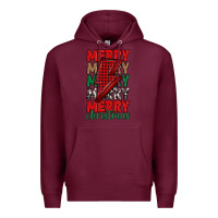 Burgundy merry christmas lightning bolt Premium Hoodie - MaliasSmallBusiness