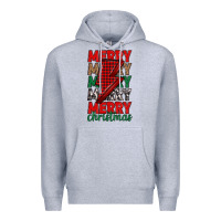 Heather Grey merry christmas lightning bolt Premium Hoodie - MaliasSmallBusiness
