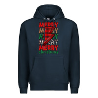 Navy merry christmas lightning bolt Premium Hoodie - MaliasSmallBusiness