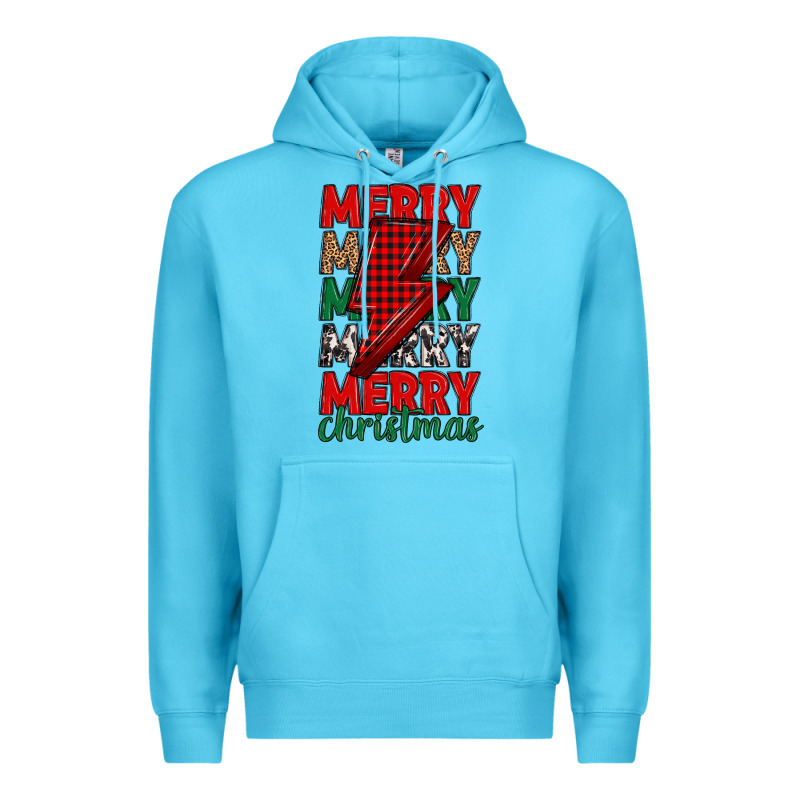 Merry Christmas Lightning Bolt Premium Hoodie by MaliasSmallBusiness | Teevron