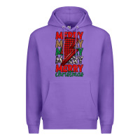 Purple merry christmas lightning bolt Premium Hoodie - MaliasSmallBusiness