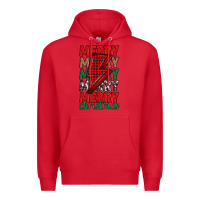 Red merry christmas lightning bolt Premium Hoodie - MaliasSmallBusiness