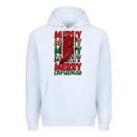 White merry christmas lightning bolt Premium Hoodie - MaliasSmallBusiness