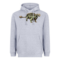 Heather Grey Ankylosaurus T-Rex Heavyweight Hoodie - LillyAllenDesigns