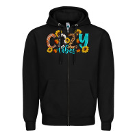 Black Cozy Vibes Fall Sunflowers Zipper Hoodie - Artiststas
