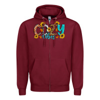 Burgundy Cozy Vibes Fall Sunflowers Zipper Hoodie - Artiststas