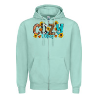 Seafoam Cozy Vibes Fall Sunflowers Zipper Hoodie - Artiststas