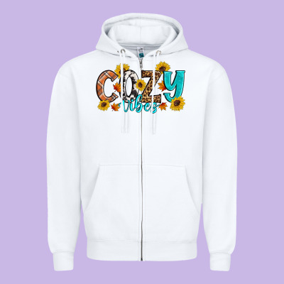 Cozy Vibes Fall Sunflowers Zipper Hoodie Designed By Artiststas