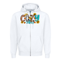 White Cozy Vibes Fall Sunflowers Zipper Hoodie - Artiststas