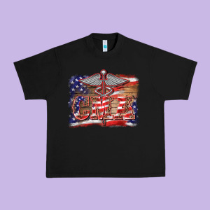 Patriotic Nurse Certified Medical Assistant Medilcal Symbol Background Urban Heavy Tee Designed By Barkaloodesign
