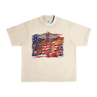 Sandshell patriotic nurse certified medical assistant medilcal symbol background Urban Heavy Tee - BarkalooDesign