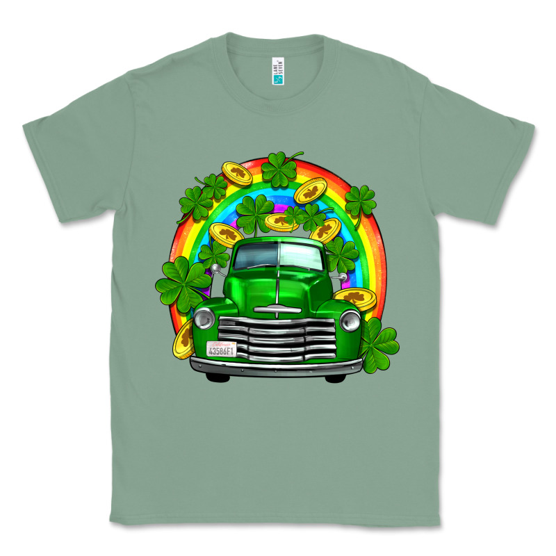 St Patricks Shamrock Gold Rainbow Truck Classic Tee by FaDigitalArtStudio | Teevron