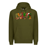 Army Green Personalized Christmas Themed Premium Hoodie - NancyCooperArtShop