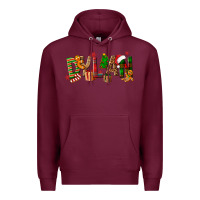 Burgundy Personalized Christmas Themed Premium Hoodie - NancyCooperArtShop