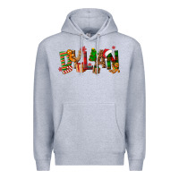 Heather Grey Personalized Christmas Themed Premium Hoodie - NancyCooperArtShop