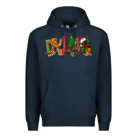 Navy Personalized Christmas Themed Premium Hoodie - NancyCooperArtShop