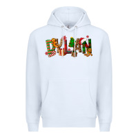 White Personalized Christmas Themed Premium Hoodie - NancyCooperArtShop