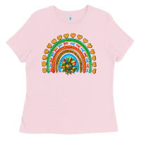 Bubblegum Pink autism heart ribbon rainbow Ladies Tee - AdoDesignShop