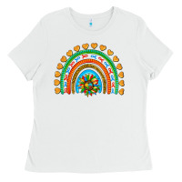 White autism heart ribbon rainbow Ladies Tee - AdoDesignShop