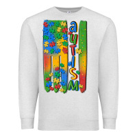 Oatmeal Heather autism american flag Premium Sweatshirt - MaliasSmallBusiness