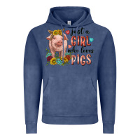 Vintage Denim western just girl who loves pigs Vintage Hoodie - texasbilliewilder