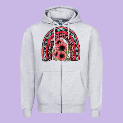Valentines Sunflower Rainbow Zipper Hoodie Designed By Jahusdesignshop