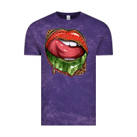 Cloud Purple watermelon lips with leopard Vintage Tee - texasbilliewilder