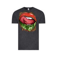 Vintage Black watermelon lips with leopard Vintage Tee - texasbilliewilder