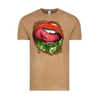 Vintage Camel watermelon lips with leopard Vintage Tee - texasbilliewilder